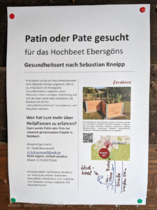 Plakat zur Patenschaftssuche für ein Hochbeet